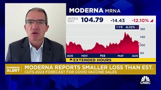 Moderna CEO Stephane Bancel on Q2 results slashing its fullyear sales guidance [upl. by Neelyar215]