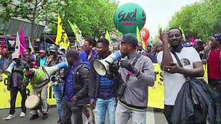 Travailleurs sans papiers manifestation 1er Mai Paris Chronopost RSI DPD collectifs Paris [upl. by Savil]