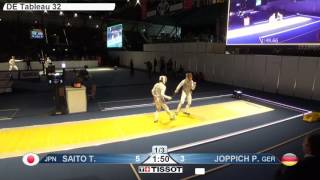 FE M F Individual Leipzig GER World Championships 2017 T32 15 yellow SAITO JPN vs JOPPICH GER [upl. by Aramac]