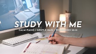 🌧️ 3HOUR STUDY WITH ME  🎹 Calm Piano Gentle Rain  Pomodoro 5010  Late Night Japanese Study [upl. by Leihcim750]