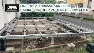 Eine Holzterrasse sanieren Terrassenumbau von Holz zu Terrassenplatten [upl. by Wolsniw]