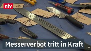 Deutschlandweites Messerverbot tritt in Kraft  Kontrolle obliegt nun Polizei  ntv [upl. by Akimehs]