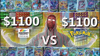 WHICH WILL RETURN MORE PROFIT 1100 Scratchies VS 1100 Pokemon Booster Packs [upl. by Hilly846]