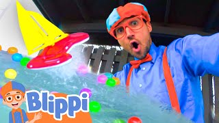 PLAYTIME with Blippi and Pool Boat Toys  Learning Colors  Educational Videos For Kids [upl. by Phia17]