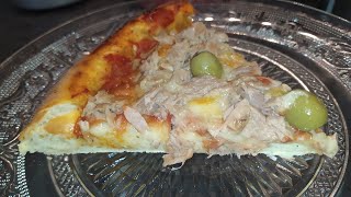 pizza au thon mozzarella olive facile et rapide ramadan [upl. by Drofkcor15]