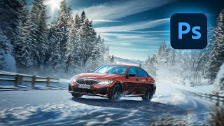 BMW CAR ADVERTISING DESIGN  Commercial manipulation in Photoshop ✅🔥 [upl. by Maribelle]