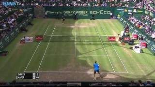 Zverev Hits Tweener In Halle 2016 Final [upl. by Eilhsa]