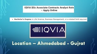 IQVIA BSc Associate Contracts Analyst Role – Apply Online [upl. by Donnenfeld]