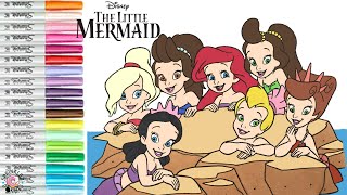 Disney Princess Coloring Book Pages Ariel and Sisters Attina Alana Aquata Arista Adella Andrina [upl. by Artemas]