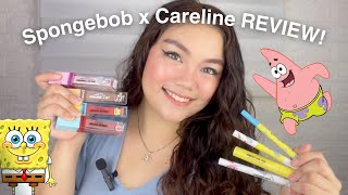 SPONGEBOB x CARELINE MAKEUP REVIEW Full Face Makeup Look  First Impressions [upl. by Velick]