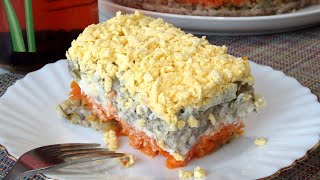 Печеночный салат Его съедают первым Вкусный сытный слоеный салат [upl. by Ahsiuqal631]