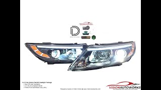 2014 2015 Kia Optima Retrofit Headlights  25quot BiLED projectors Switchback DRL  VisionAutoworks [upl. by Zeb]