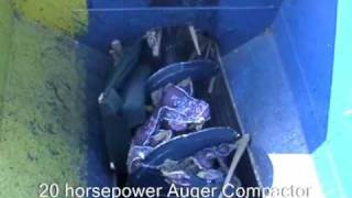 BLUE RHINO AUGER COMPACTOR 20 hp crushing wood and sofas [upl. by Lewie953]