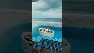 Kandima Maldives floating breakfast on a rainy day on my overwater ocean pool villa 4k Video 2023 [upl. by Annahoj]