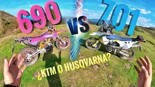 Comparativa Ktm 690 enduro vs Husqvarna 701 enduro 2021 en Español ¿Cuál es la mejor [upl. by Lyrrehs]