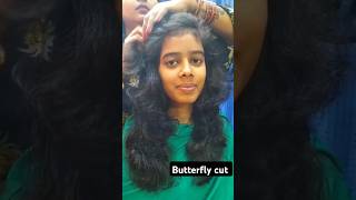 Butterfly hair cut of my customer youtubeshorts haircut butterfly [upl. by Eilama]