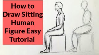 How to draw human figure drawing Sitting pose Sketching for beginners drawing Art techniques Basics [upl. by Etteuqram]