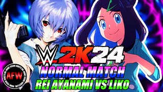 Rei Ayanami VS Liko 1  WWE 2K24  ANIME  Evangelion VS Pokémon Horizons The Series Unofficial [upl. by Beaudoin]