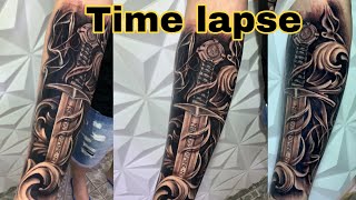 Tatuagem preto e cinza time lapsetatuagem passo a passo time lapse [upl. by Sillert]