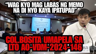 COL BOSITA UMAPELA SA PANUKALA NG LTO AOVDM2024146  DAPAT PAG ISIPAN MUNA ITO [upl. by Adyol]