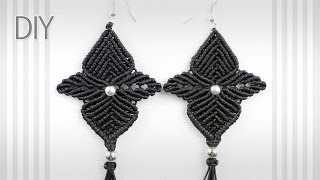 Macrame Flower Star Earrings  Tutorial [upl. by Skurnik]