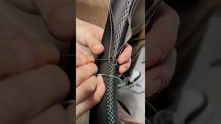 DIY How to Stitch Leather Steering Wheel Cover  Easiest Stitch car [upl. by Pinkham]