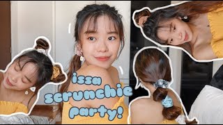 9 CUTE SCRUNCHIE HAIRSTYLES super easy [upl. by Ayin]