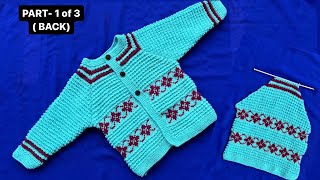 New Sweater for 1 to 25 year old babyTwo colour Knitting patternBackPart1Woolen Tutorial115 [upl. by Kalvin]