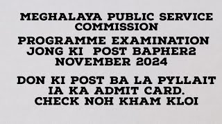 Programme exam Meghalaya PSC November 2024 [upl. by Athalla310]