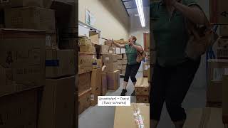 Woman Scares CoWorker by Jumping Out of Box shorts [upl. by Otte]