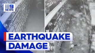 CCTV footage captured moment earthquake shook Victoria  9 News Australia [upl. by Ecinue]