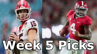 Georgia vs Alabama College Football Week 5 Game Predictions Pick 6 Pick Ems [upl. by Einohpets178]