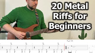 20 Metal Guitar Riffs for Beginners with Tabs [upl. by Akoyin]