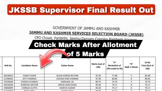 JKSSB Female Supervisor Final Result Out 2024 Merit List  JKSSB Female Supervisor Official Result [upl. by Pavyer]