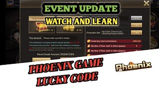 PHOENIX GAME LUCKY CODE FOR TODAY  EVENT UPDATE  NEIL NG PINAS [upl. by Mcnully]