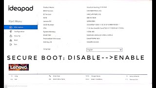 HOW TO ENABLE SECURE BOOT IN WINDOWS 11 ON LENOVO IDEAPAD GAMING 3 IN 2024 [upl. by Leinnad285]