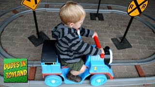 Thomas ride on train POWER WHEELS with track at Day Out with Thomas amp Friends toy trains for kids [upl. by Valenka]