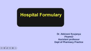 Hospital formularyPharmD IVhospital pharmacyBPharm IV year VII sempharmacy practicePCI syllabus [upl. by Sutelc]