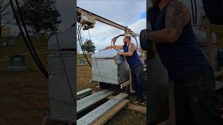 Setting an Oversize Burial Vault gravesite cemetery graveyard burialvault burial grave vault [upl. by Salis]