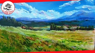 How to Paint a Landscape with acrylics step by step SUBTITLED [upl. by Koran]