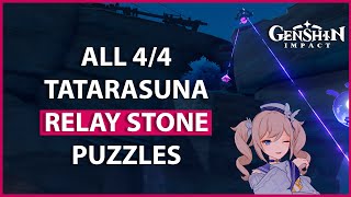 All 4 Tatarasuna Relay Stone Puzzles Genshin Impact Kannazuka [upl. by Teragramyram]