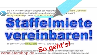 Staffelmiete vereinbaren bei Wohnungsmietverträgen  Vorteile für VerMieter  vermietershopde [upl. by Irpac]