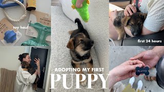 I ADOPTED A PUPPY Bringing home my 8week Australian shepherd first 24 hours with puppy [upl. by Ashraf]