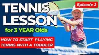 Kids Tennis Lessons Progresion  Teaching Tennis for 3 Year Old  Toddler Tennis Episode 2 [upl. by Sommers]