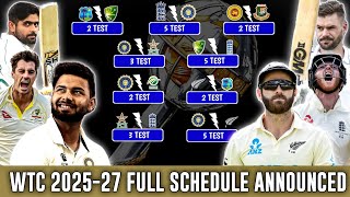 WTC 202527 Full Schedule FIRST in SOCIAL MEDIA  World Test championship 2025 27 Cycle  team India [upl. by Goldin900]