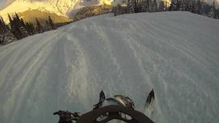 GoPro HD HERO 2008 Ski Doo Summit X 800R boon docking in some deep powder Golden BC 2010 [upl. by Aillemac790]