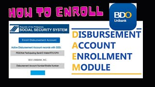 SSS Bank Disbursement Enrollment Module BDO [upl. by Leonardi]