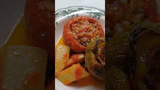 quotGEMISTAquot are traditional greek stuffed vegetables that are filled w rice amp herbs amp bake wpotatoes [upl. by Fidel]