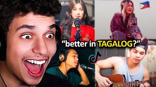 Filipinos Make POPULAR SONGS BETTER in TAGALOG [upl. by Vedis]