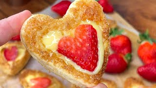 Pâtisserie à la Fraise au Coeur Crémeux  Dessert Pâte Feuilletée ♥ [upl. by Etteyafal]